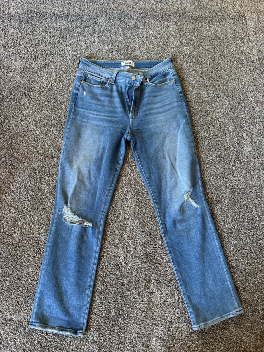 PAIGE Cindy Ripped Straight Leg Jeans (Speak Easy Destructed)